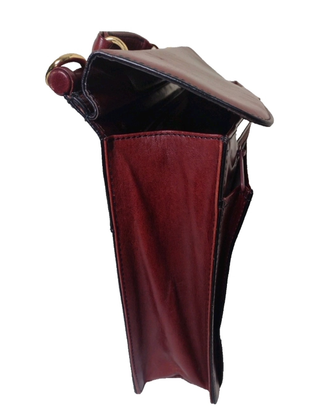 Classic Burgundy Leather Briefcase with Gold Hardware - Picture 5 of 16